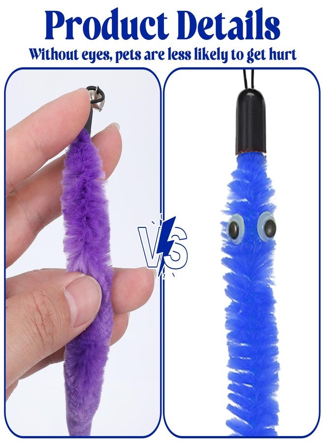 KFHENSOMR 10Pcs Cat Worm Toy Cats Wand Accessories Interactive Cat Wand Attachments Replacements Worms and 1Pcs String for Cats Fishing Pole Assorted Worm Kitten Refill for Indoor Kitten - Image 3